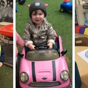 Toddlers having fun with cars and safety